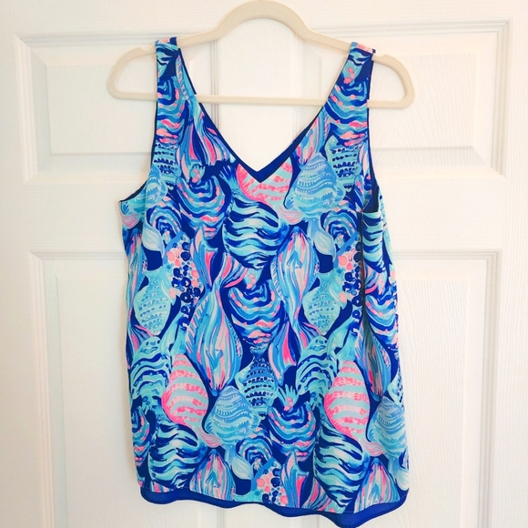 Lilly Pulitzer Reversible Tank Top-Twilight Blue Scale Up Print - Picture 2 of 10
